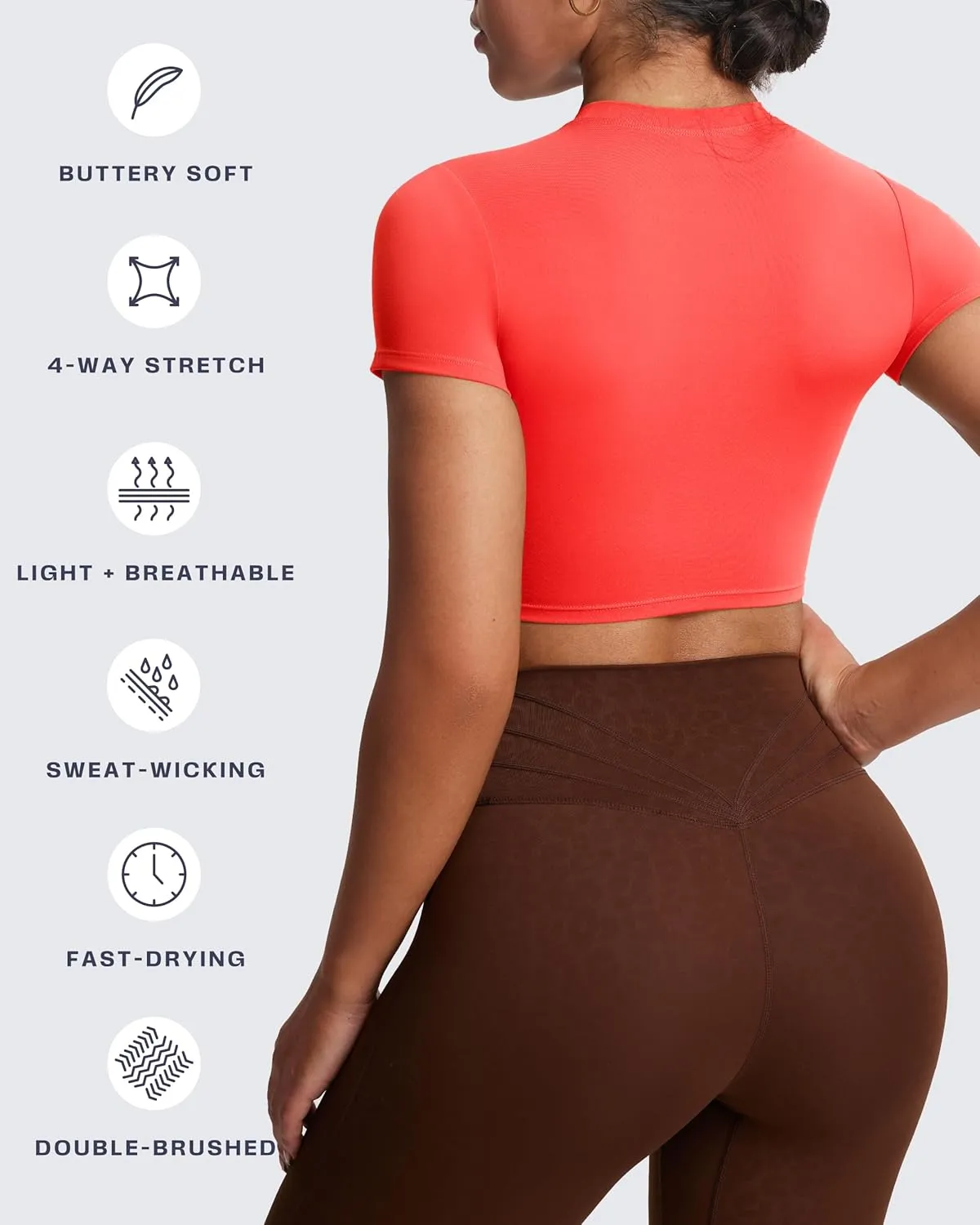 Aoxjox Short Sleeve Crop Tops for Women Classic Longline Baby Tee Workout T Shirt Top