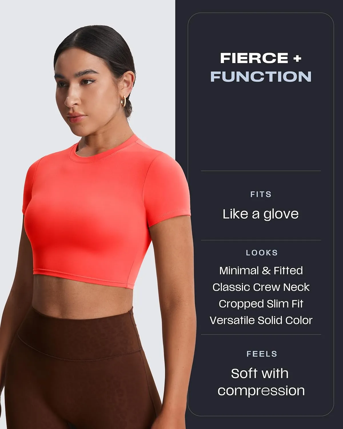 Aoxjox Short Sleeve Crop Tops for Women Classic Longline Baby Tee Workout T Shirt Top