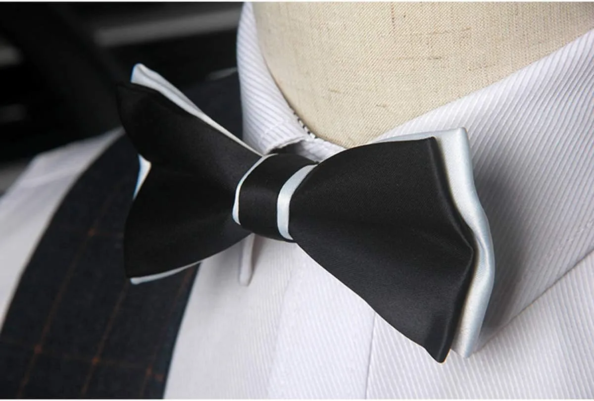 AWAYTR Men's Pre Tied Bow Ties for Wedding Party Fancy Plain Adjustable Bowties Necktie