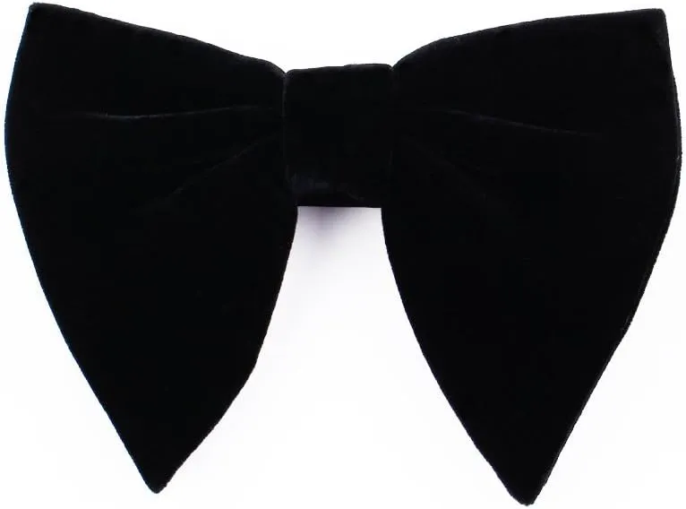Black Velvet Bow Ties Mens Pre-Tied Satin Formal Tuxedo Big Bowtie Oversized Bow Knot, 1, Medium