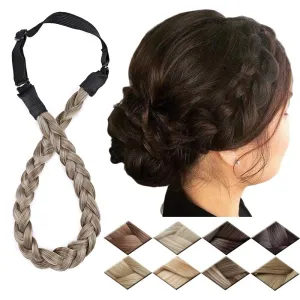 Braided Headband Wide Elastic Stretch Synthetic Hairpiece For Girls And Women (Small-three strands, 9/24)