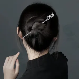 Branch Chinese Silver Hair Pin Hair Fork, Retro Handmade Hair Accessory, Chinese Hair Stick for Women, Japanese Hair Chopstick for Women, Decorative Hair Pin for Long Hair Buns Hanfu Hair Styling