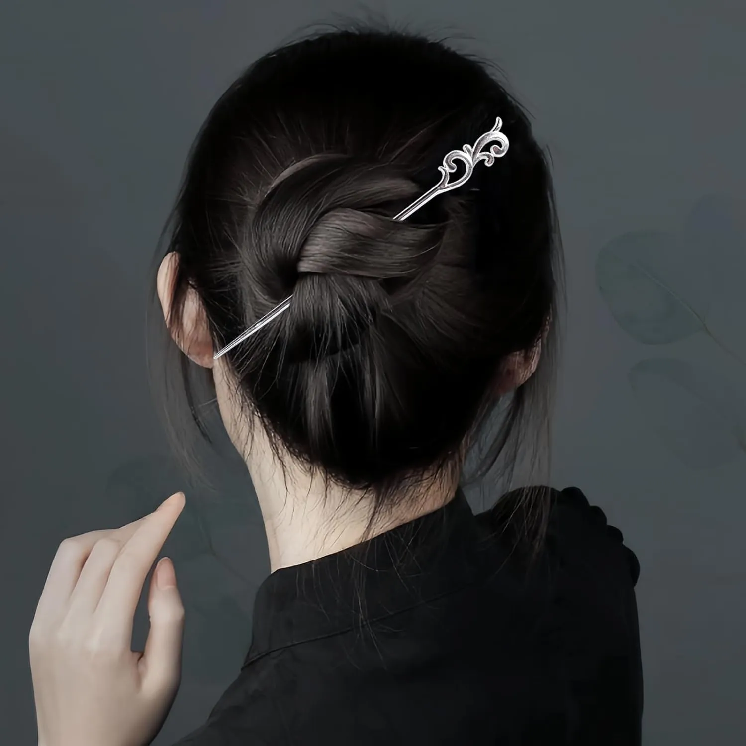 Branch Chinese Silver Hair Pin Hair Fork, Retro Handmade Hair Accessory, Chinese Hair Stick for Women, Japanese Hair Chopstick for Women, Decorative Hair Pin for Long Hair Buns Hanfu Hair Styling