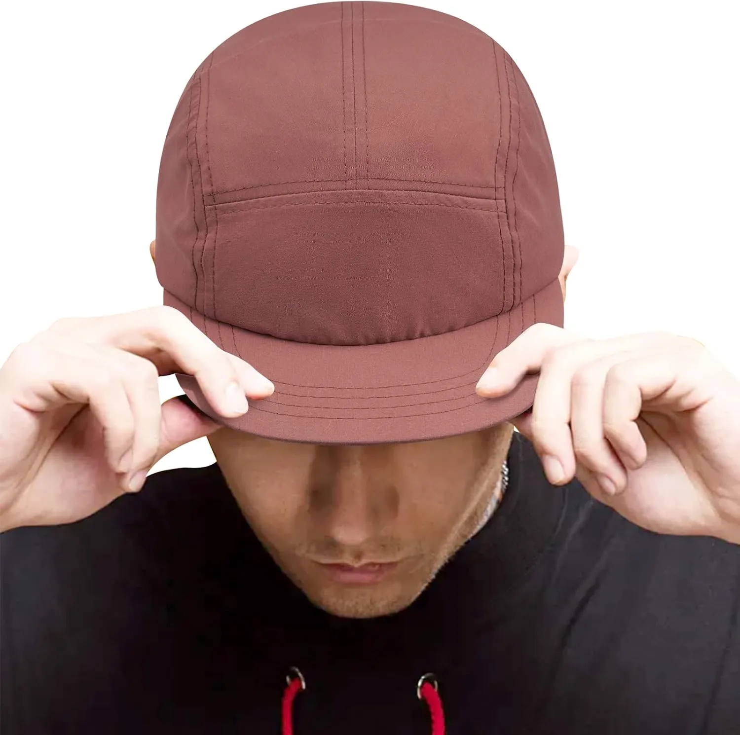 Clakllie Quick Dry 5 Panel Running Hats Reflective Flat Brim Hat Breathable Baseball Cap Cooling Outdoor Caps Tennis Dad Hats