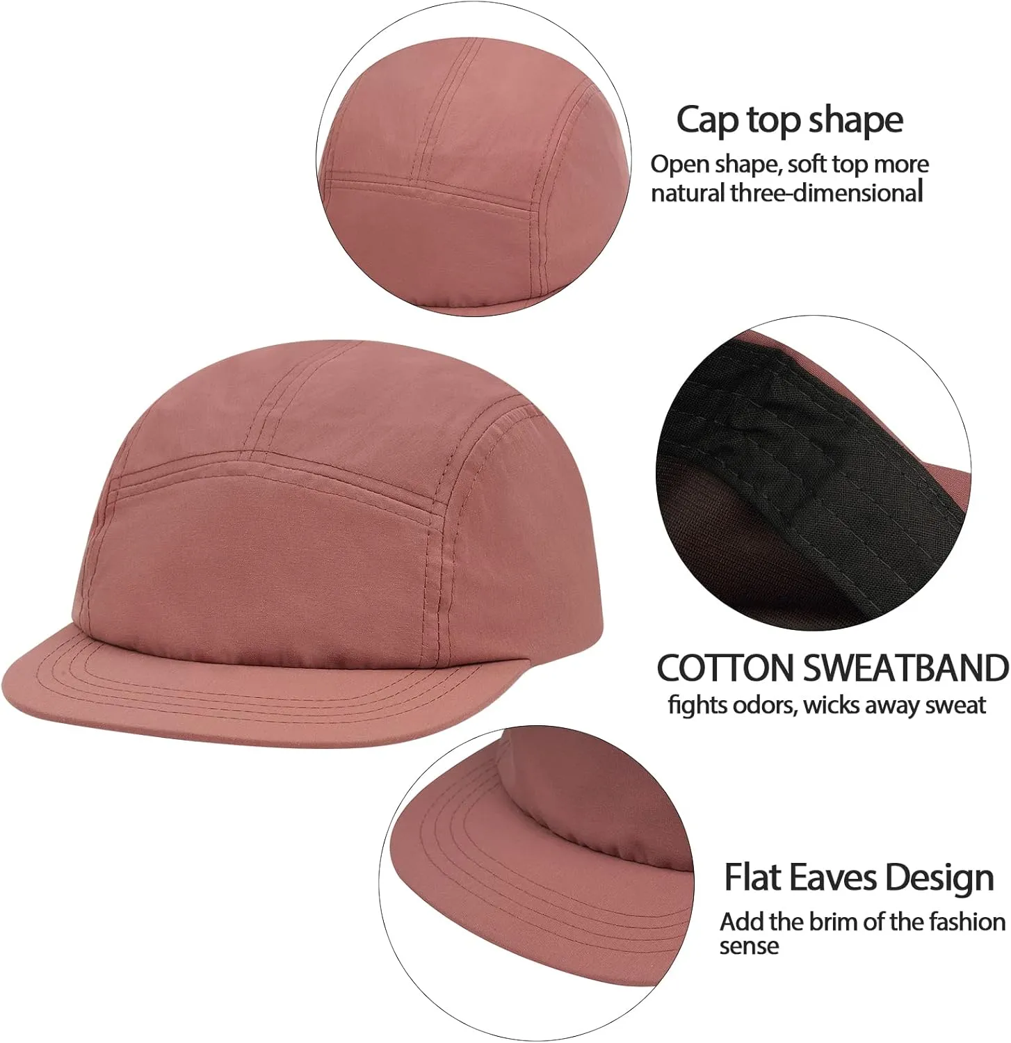 Clakllie Quick Dry 5 Panel Running Hats Reflective Flat Brim Hat Breathable Baseball Cap Cooling Outdoor Caps Tennis Dad Hats