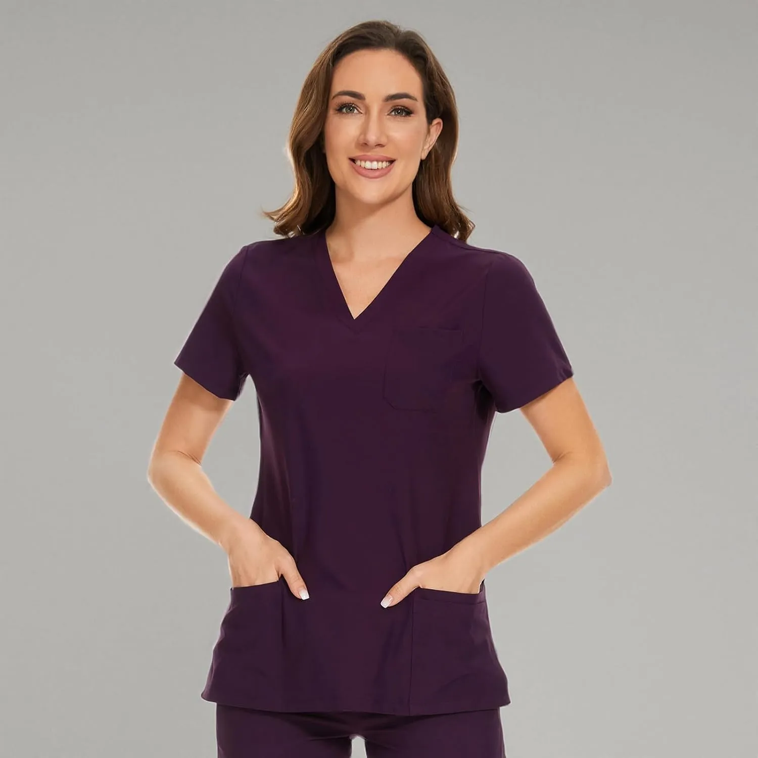 COZYFIT Scrub Tops for Woman - Soft Stretch, V-Neck Top Scrubs with 3 Pockets, Easy Care for Women
