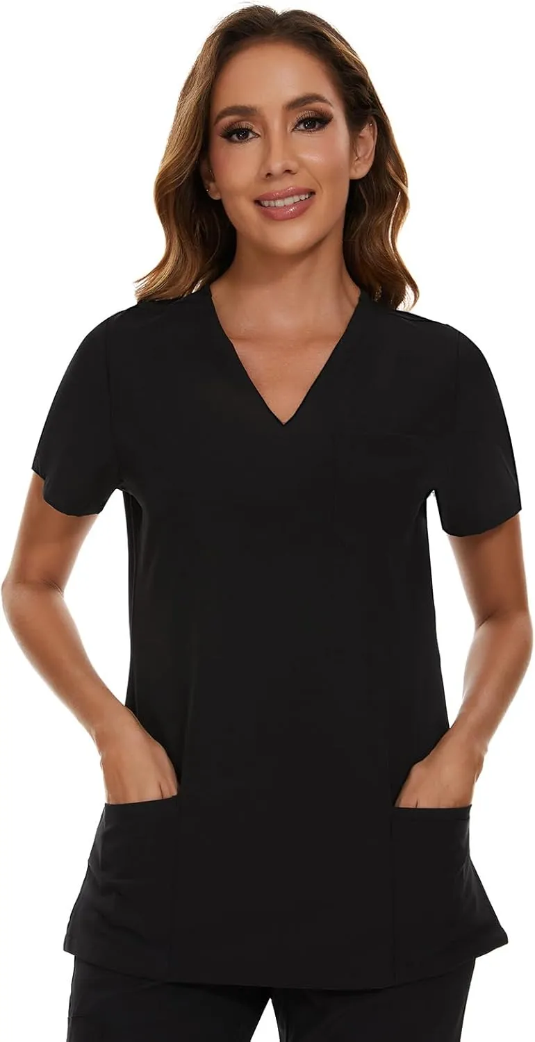 COZYFIT Scrub Tops for Woman - Soft Stretch, V-Neck Top Scrubs with 3 Pockets, Easy Care for Women