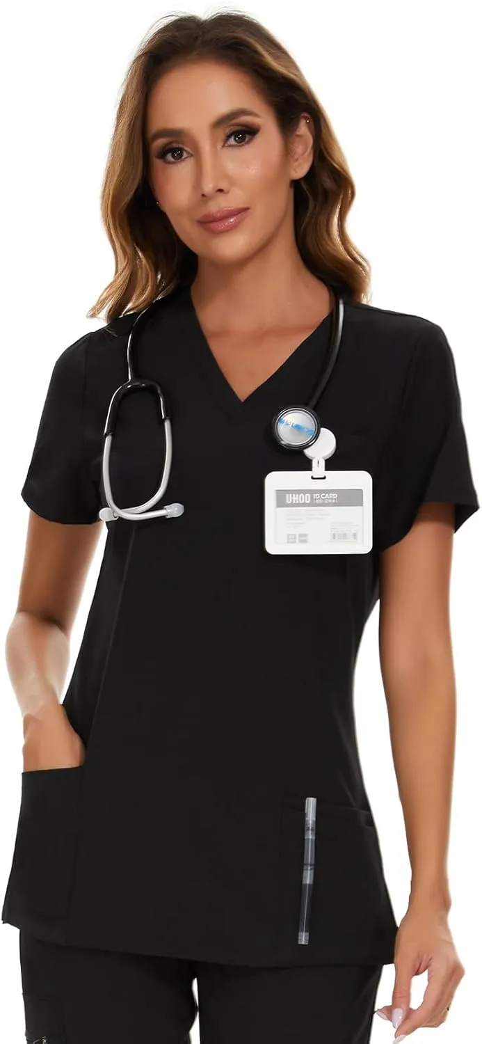 COZYFIT Scrub Tops for Woman - Soft Stretch, V-Neck Top Scrubs with 3 Pockets, Easy Care for Women