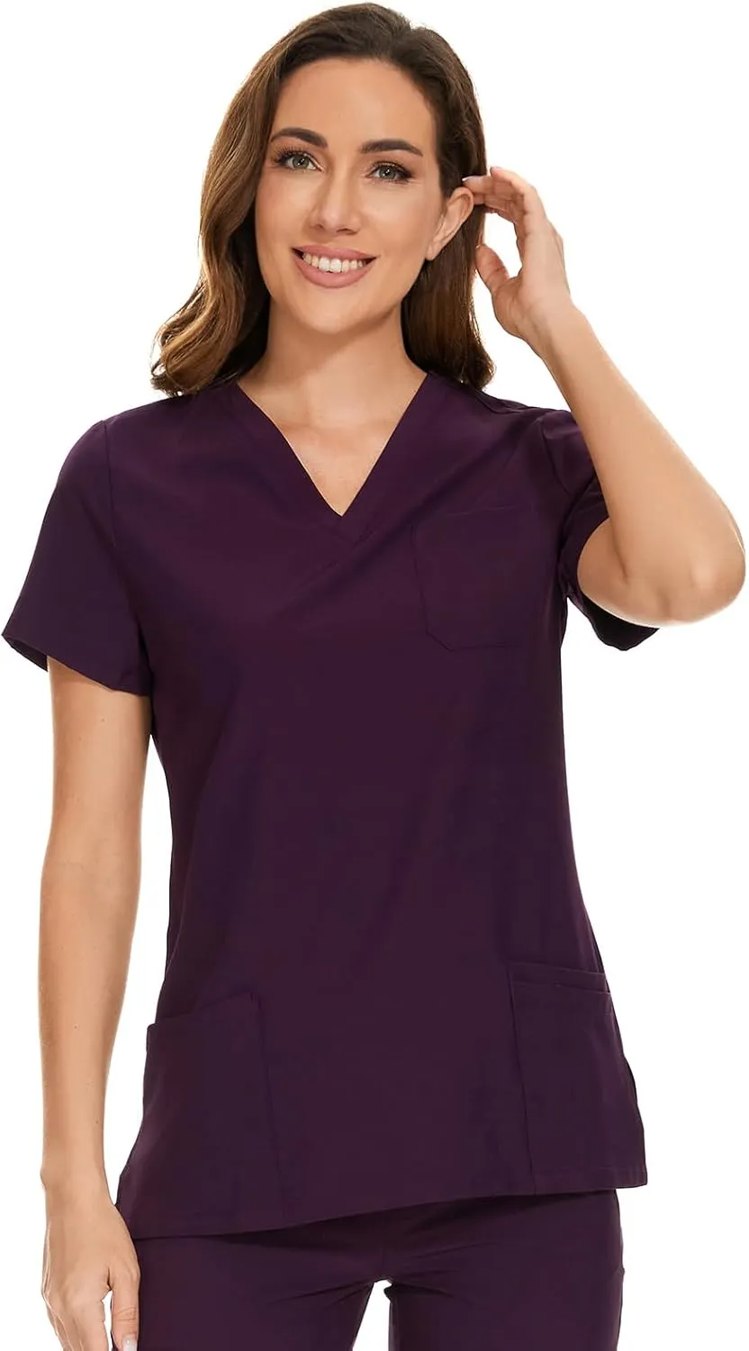 COZYFIT Scrub Tops for Woman - Soft Stretch, V-Neck Top Scrubs with 3 Pockets, Easy Care for Women