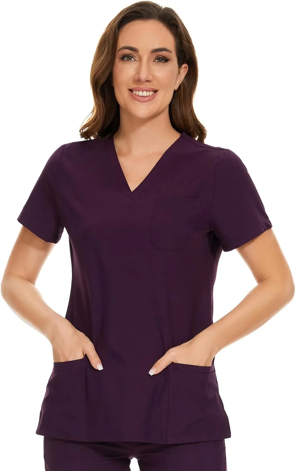 COZYFIT Scrub Tops for Woman - Soft Stretch, V-Neck Top Scrubs with 3 Pockets, Easy Care for Women