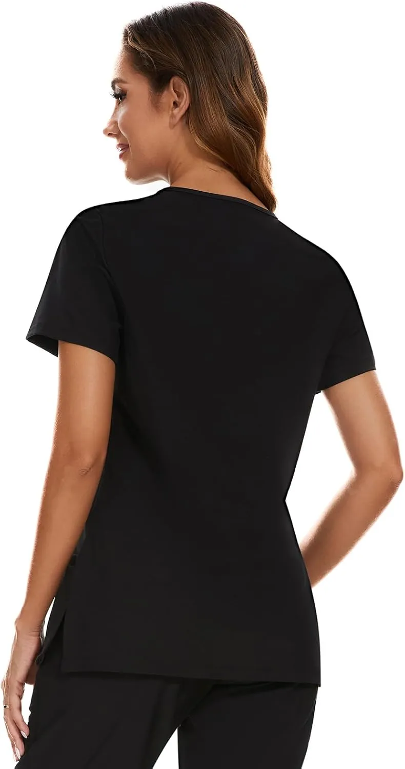 COZYFIT Scrub Tops for Woman - Soft Stretch, V-Neck Top Scrubs with 3 Pockets, Easy Care for Women