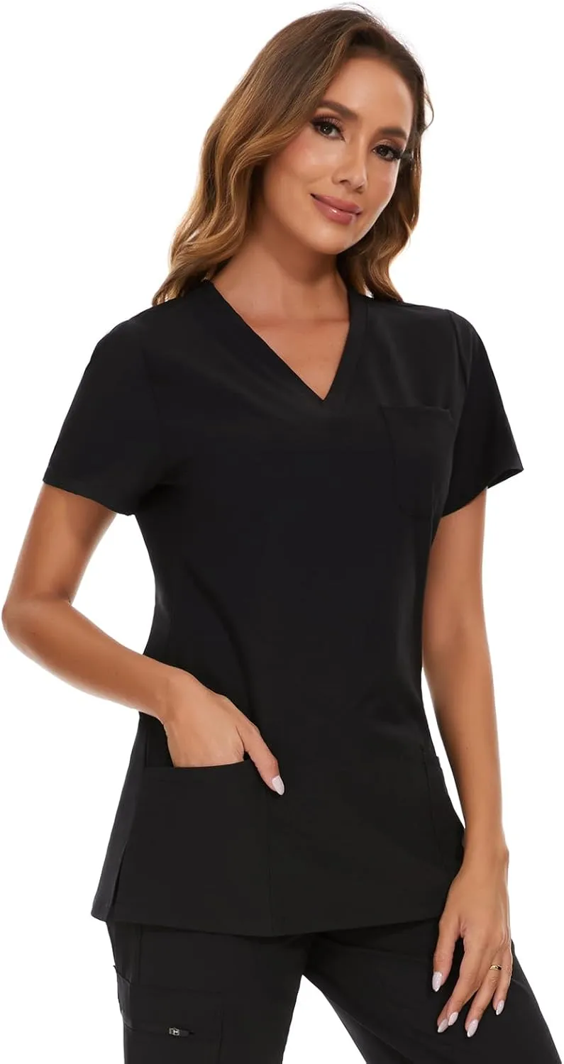 COZYFIT Scrub Tops for Woman - Soft Stretch, V-Neck Top Scrubs with 3 Pockets, Easy Care for Women