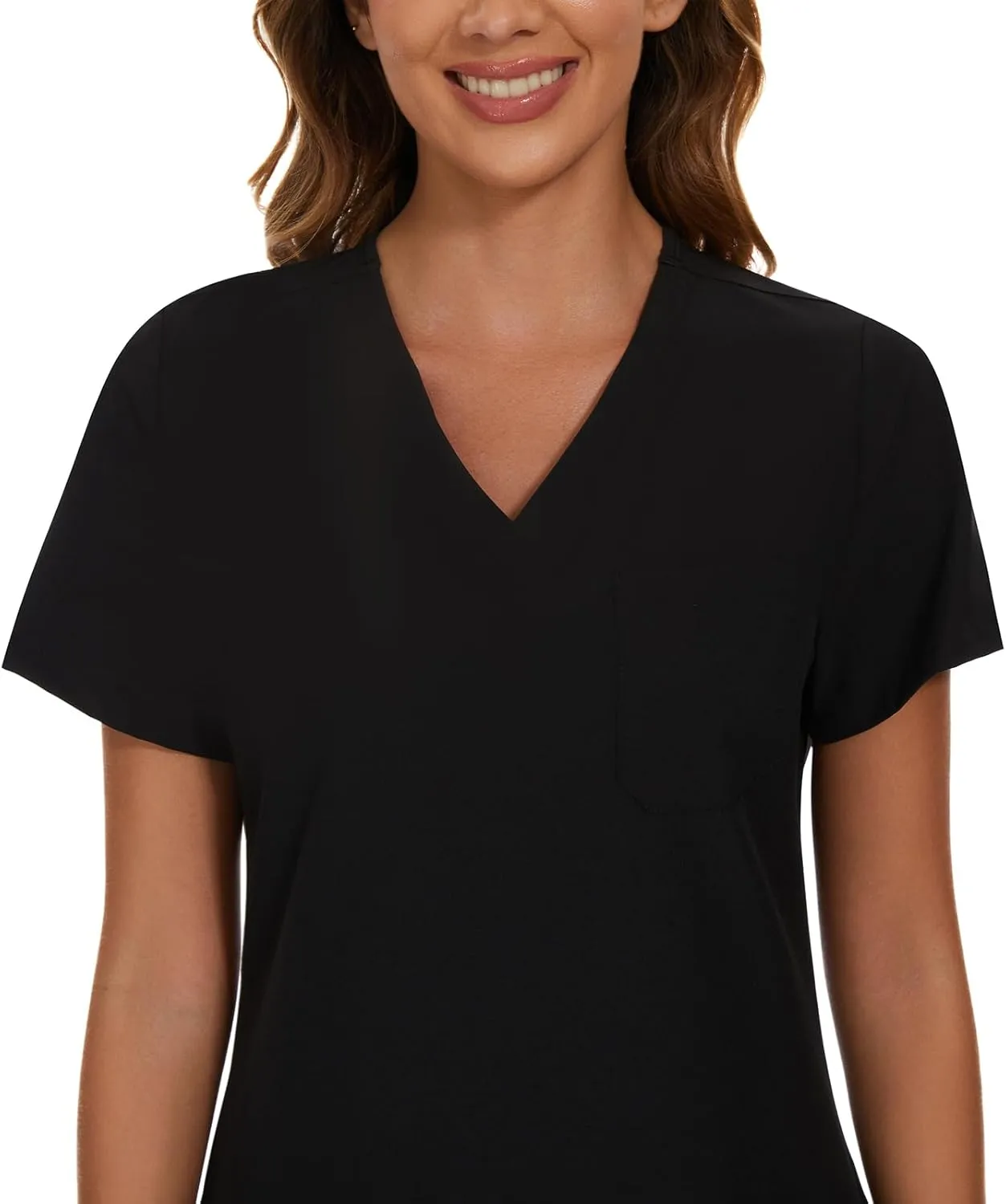 COZYFIT Scrub Tops for Woman - Soft Stretch, V-Neck Top Scrubs with 3 Pockets, Easy Care for Women