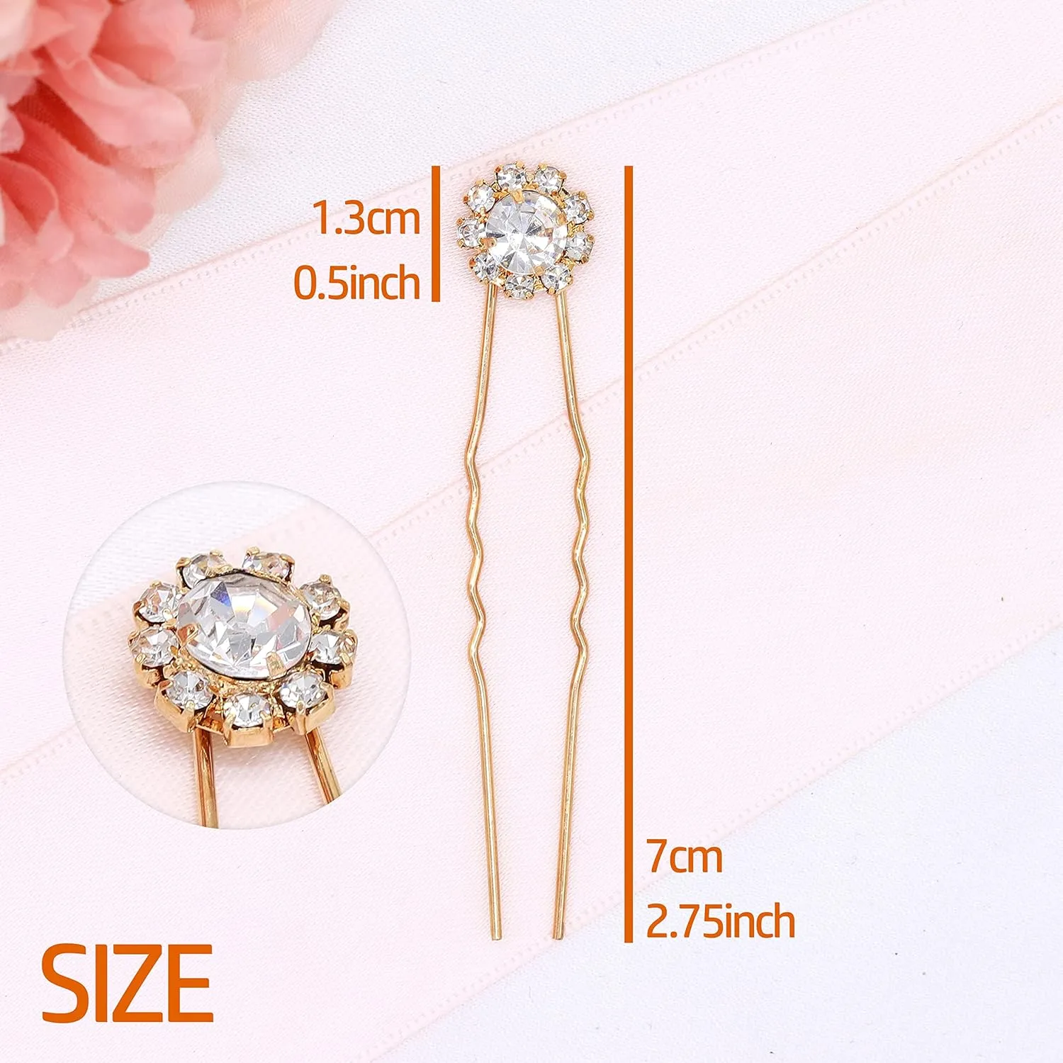 Crystal Bridal Hair Pins Clips Wedding Hair Accessories Hair Set Jewelry With Rhinestone For Brides and Bridesmaids Set Of 12 (Gold)