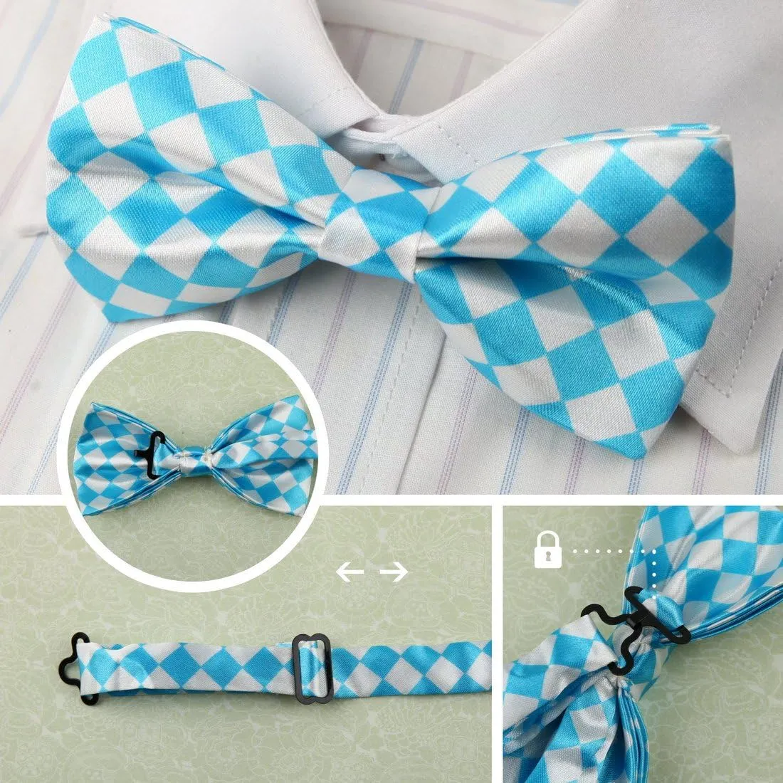 Dan Smith Silk Blend Bowties For Men 25.6"-Neck-Size Clip-On Adjustable Bundle Pre-Tied Bowties