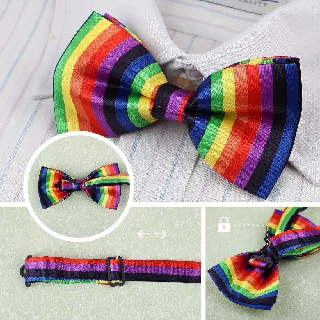 Dan Smith Silk Blend Bowties For Men 25.6"-Neck-Size Clip-On Adjustable Bundle Pre-Tied Bowties