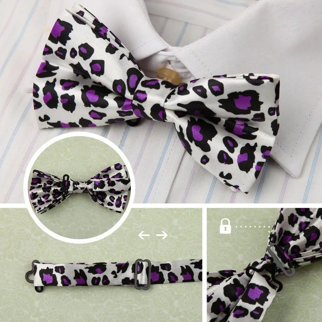 Dan Smith Silk Blend Bowties For Men 25.6"-Neck-Size Clip-On Adjustable Bundle Pre-Tied Bowties