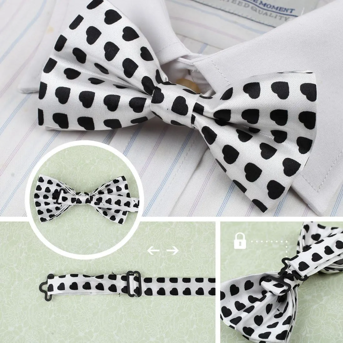 Dan Smith Silk Blend Bowties For Men 25.6"-Neck-Size Clip-On Adjustable Bundle Pre-Tied Bowties