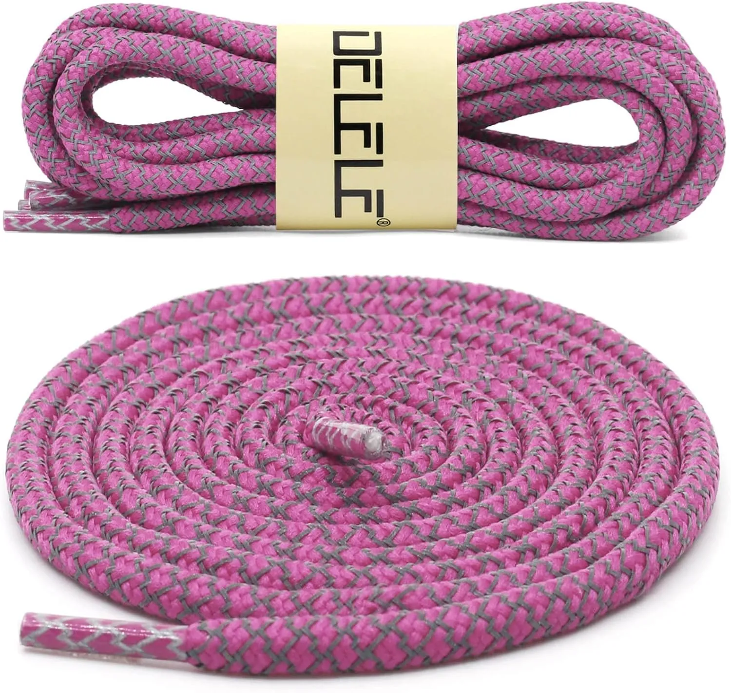 DELELE 2 Pairs 4/25" Thick Round Reflective Shoe Laces Safety Highlight Rope