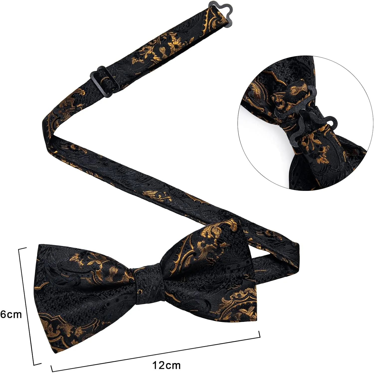 DiBanGu Paisley Pre-Tied Bow Ties for Men Silk Adjustable Bowtie and Pocket Square Cufflinks for Wedding Party