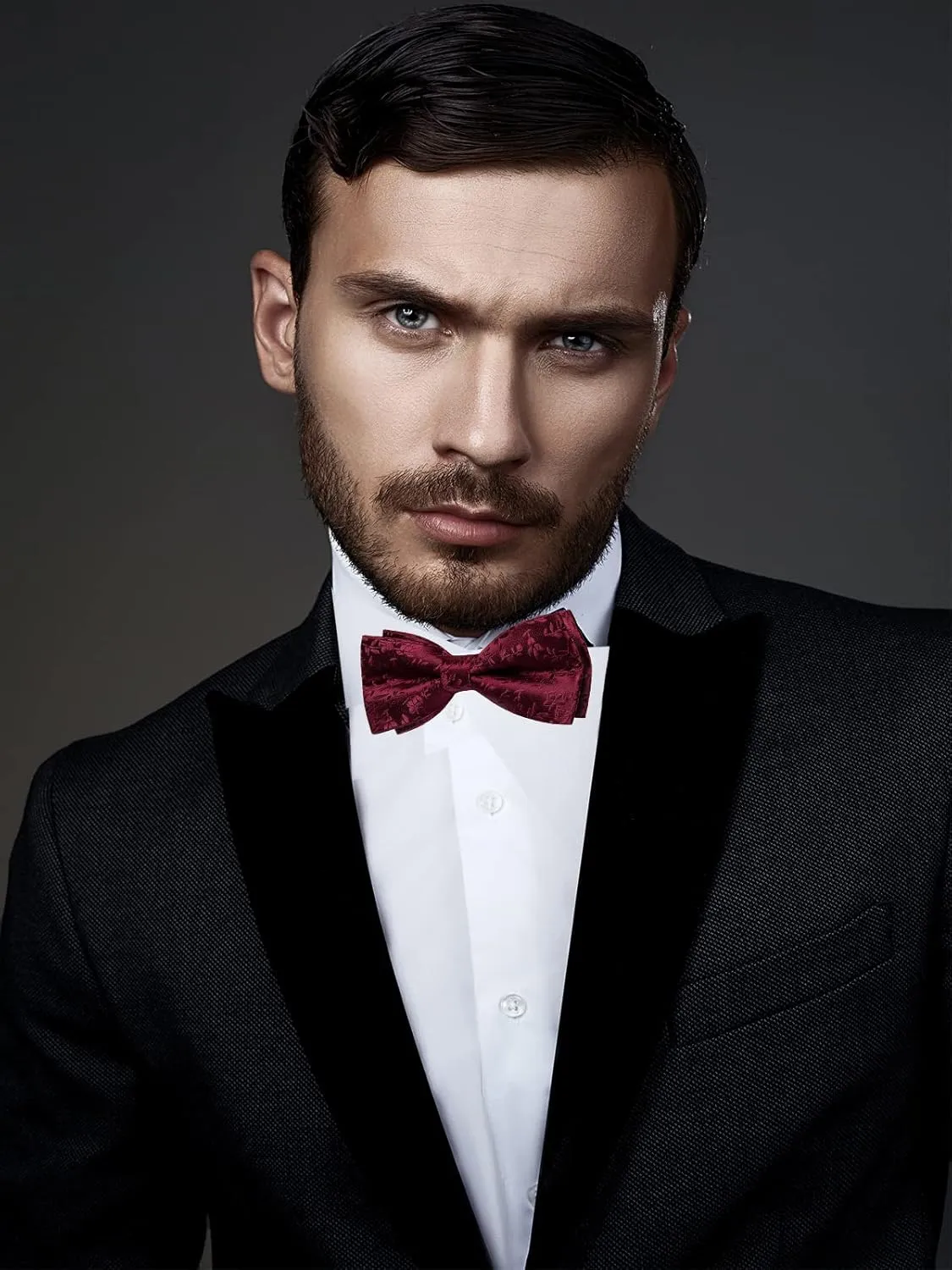 DiBanGu Paisley Pre-Tied Bow Ties for Men Silk Adjustable Bowtie and Pocket Square Cufflinks for Wedding Party