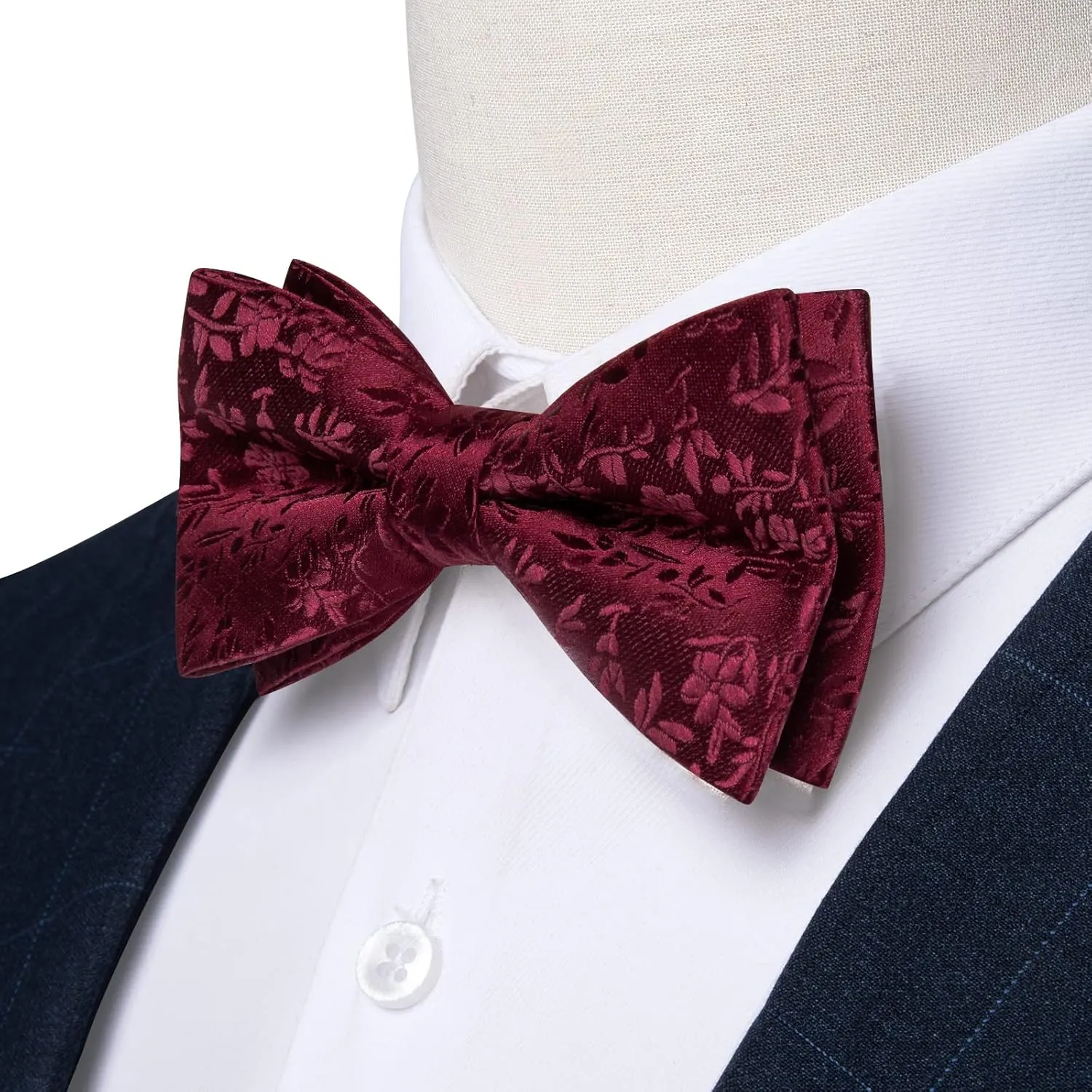 DiBanGu Paisley Pre-Tied Bow Ties for Men Silk Adjustable Bowtie and Pocket Square Cufflinks for Wedding Party