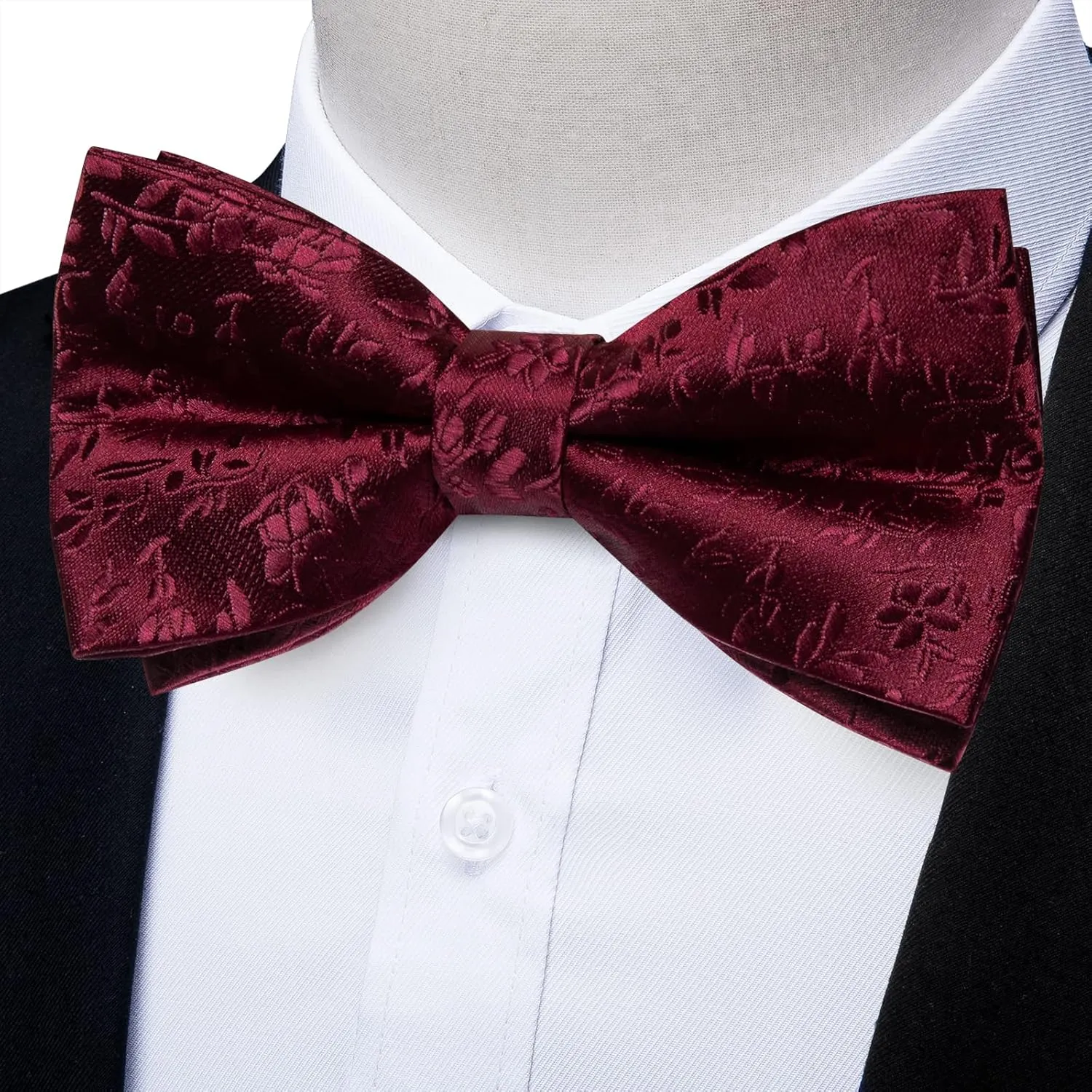 DiBanGu Paisley Pre-Tied Bow Ties for Men Silk Adjustable Bowtie and Pocket Square Cufflinks for Wedding Party