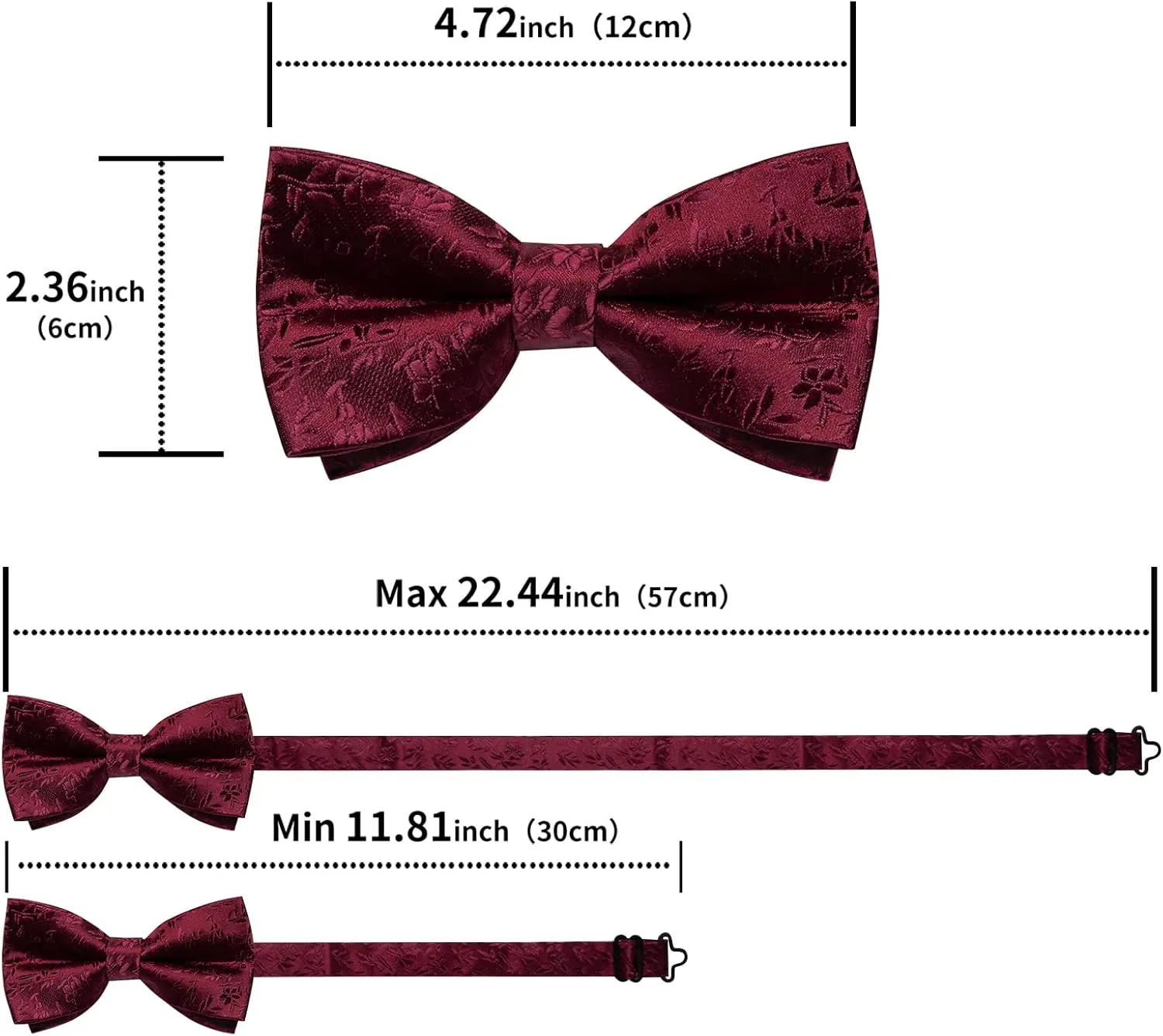 DiBanGu Paisley Pre-Tied Bow Ties for Men Silk Adjustable Bowtie and Pocket Square Cufflinks for Wedding Party
