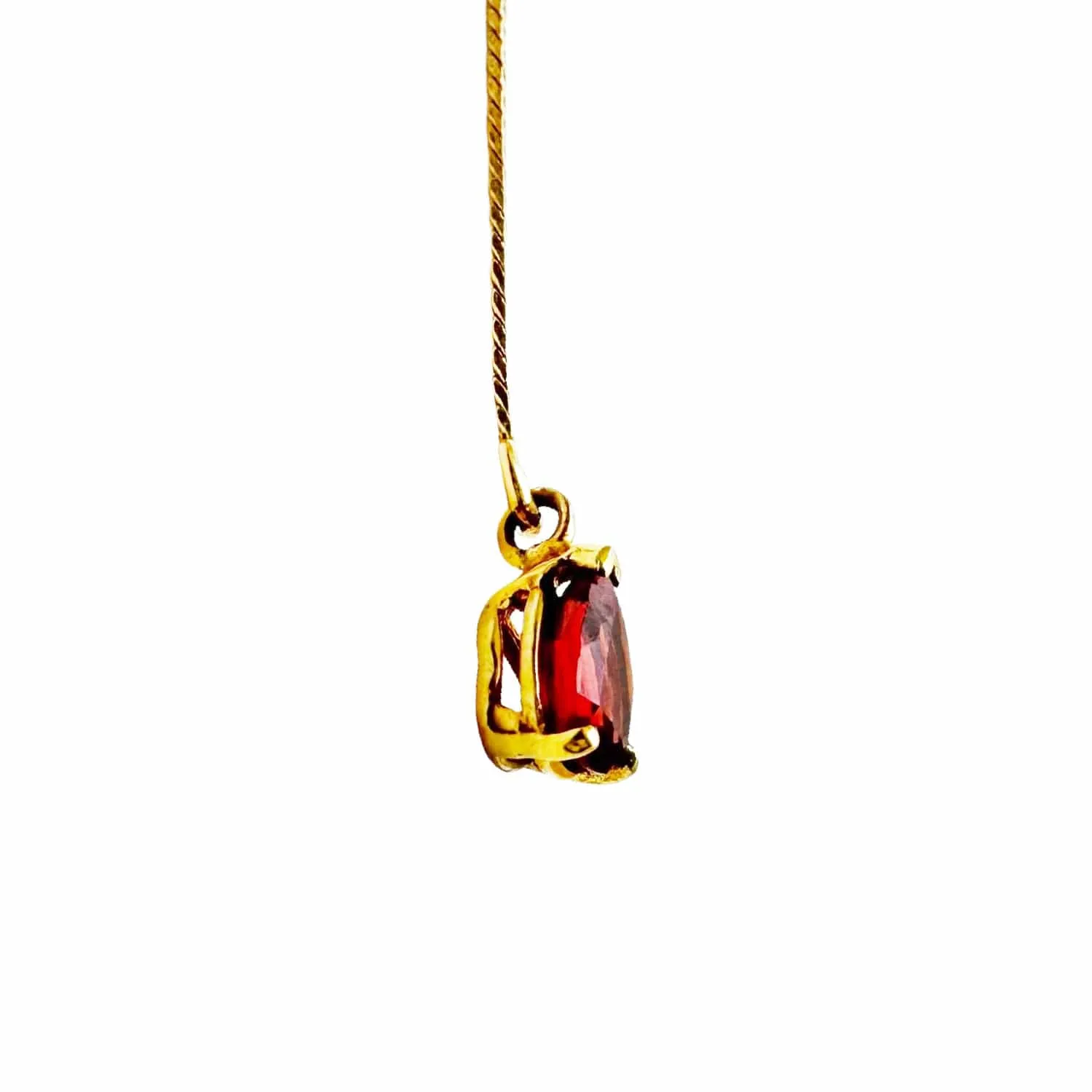 EARRING Single 14K Gold Dangle with Garnet Stone