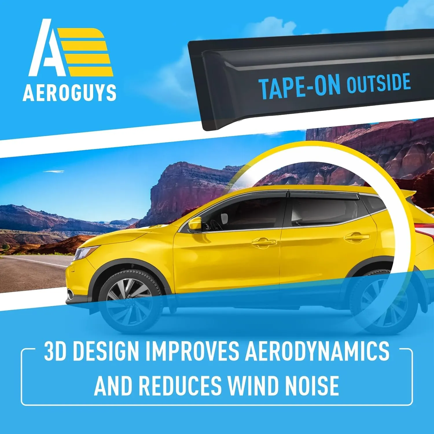 Extra Durable Window Deflectors Tape-On Window Visors Rain Guards Fit for Nissan Rogue Sport 2017-2022, Sun Visors, Wind Vent for Shades, Exterior Car Accessories - 4pcs. AG0104