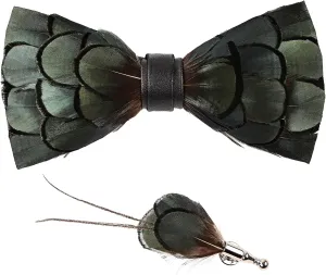 Feathers Bow Tie Peacock Pre-tied Bow tie Brooch Sets for Men Adjustable Length Tuxedo Banquet Necktie