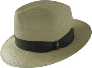 FINO Panama Fedora 2 1/2 Brim (62, Natural with Olive Hatband)