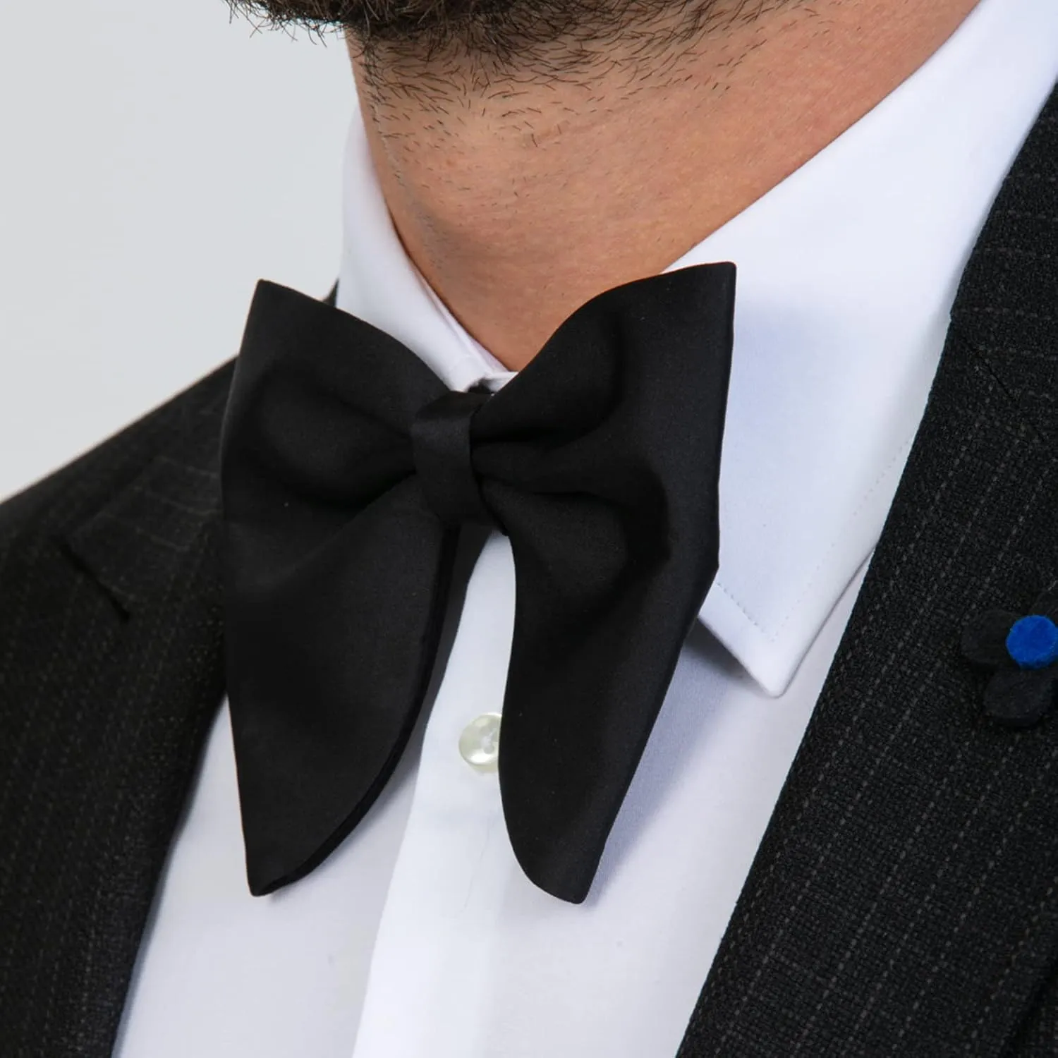 Formal Bow Ties for Men, Pre-Tied Black Bow Tie for Tuxedo Suit, Oversize Wedding Bowties, Elegant Tuxedo Bow Tie
