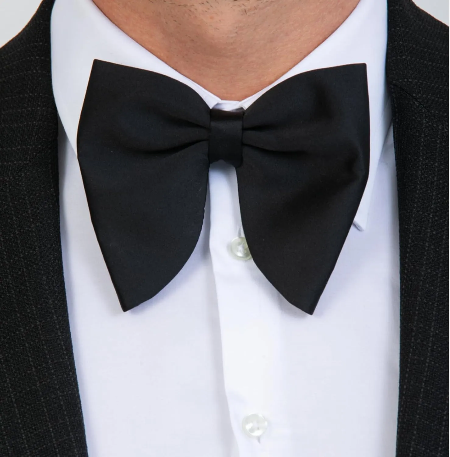 Formal Bow Ties for Men, Pre-Tied Black Bow Tie for Tuxedo Suit, Oversize Wedding Bowties, Elegant Tuxedo Bow Tie