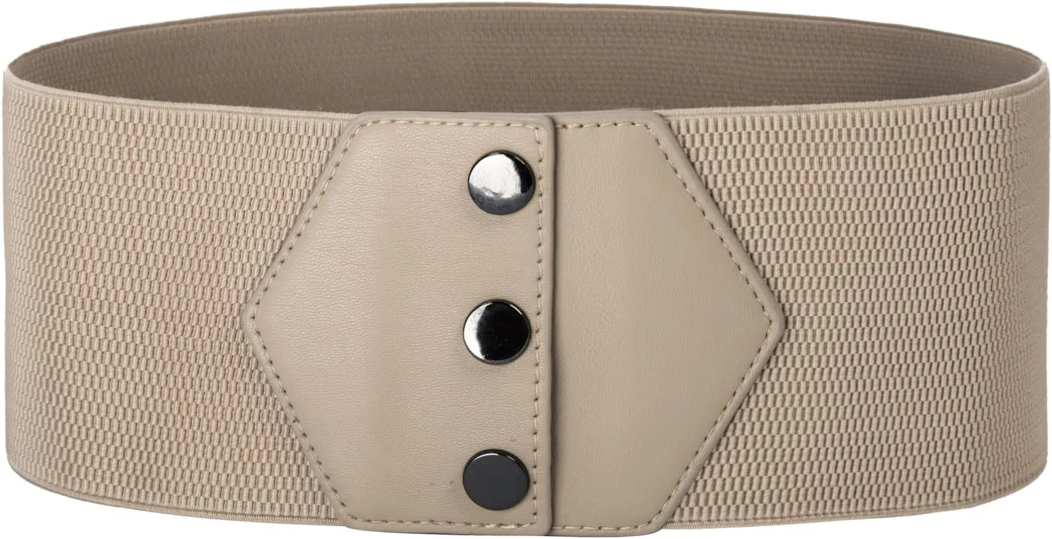 GRACE KARIN Women's Snap-Button Corset Belt Wide Elastic Belts for Dress Stretchy Waistband