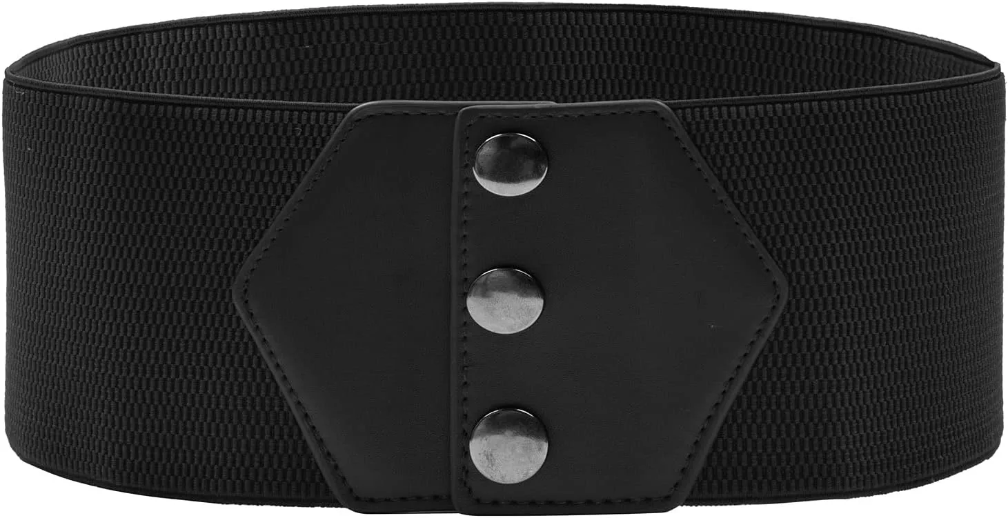 GRACE KARIN Women's Snap-Button Corset Belt Wide Elastic Belts for Dress Stretchy Waistband
