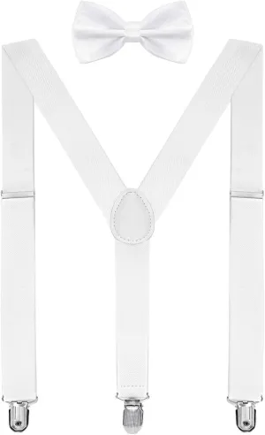 habibee Suspender and Bow Tie Set for Men Adjustable Braces with Y Back, Diverse Colors, Strong Clips