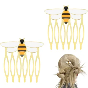 Hair Side Combs French Teeth Hair Combs for Women Girl Hair Decorative Hair Pins for Styling, Metal Hair Fork Comb Gold Hairpins Cute Hair Accessories Gift for Thin Hair Fine Hair (Bee)