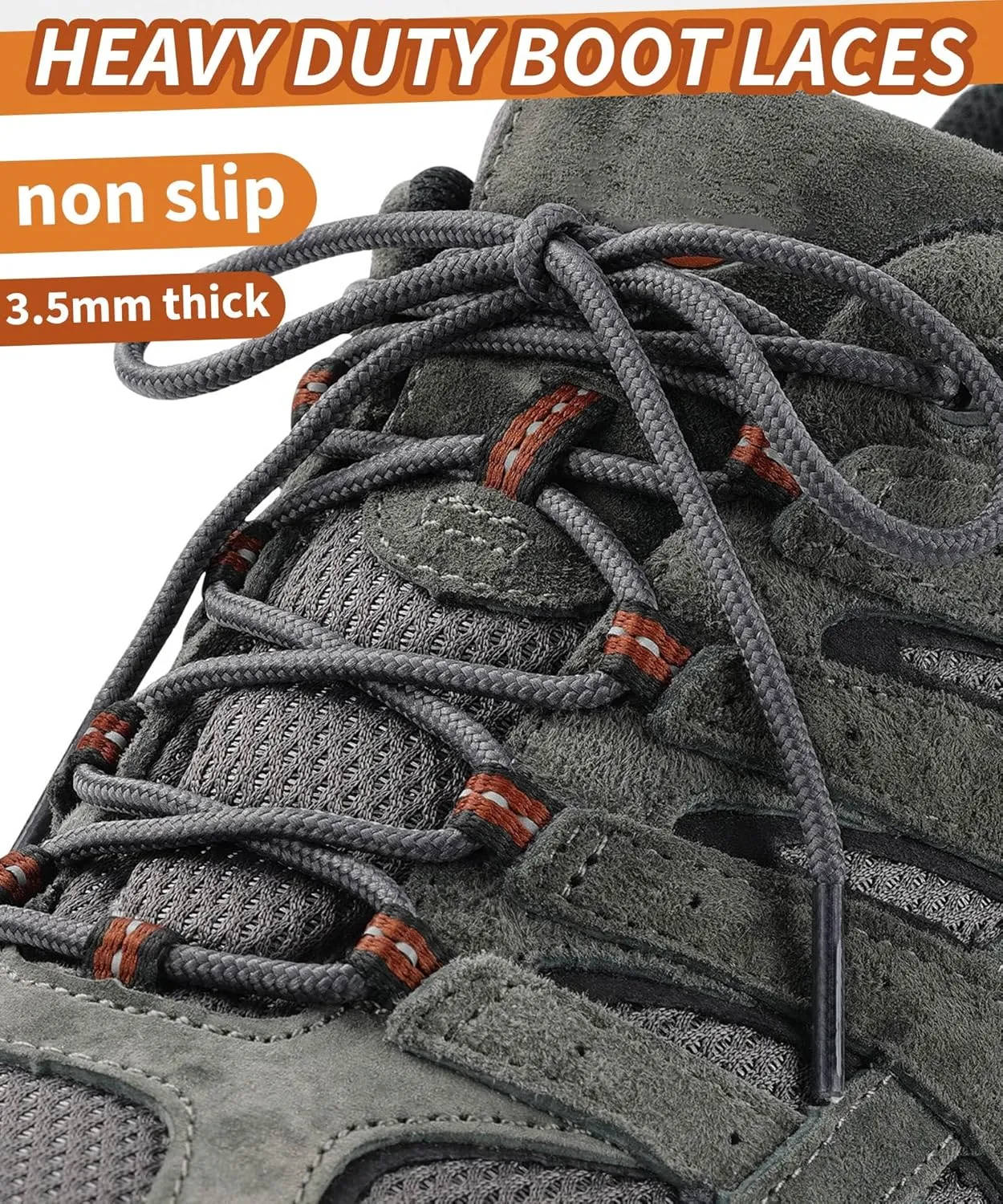 Handshop 2 Pairs Round Boots Shoelaces Heavy Duty Outdoor Shoe Laces 30-63 Shoestrings For Hiking Sporting Running