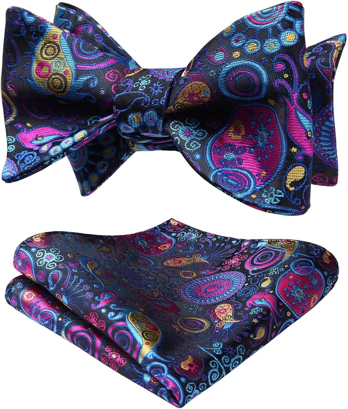 HISDERN Bow Ties for Men Floral Bowties Mens Self Tie Bow Tie Handkerchief Jacquard Woven Bowtie Pocket Square Set
