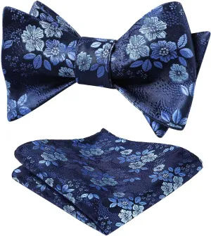 HISDERN Bow Ties for Men Floral Bowties Mens Self Tie Bow Tie Handkerchief Jacquard Woven Bowtie Pocket Square Set