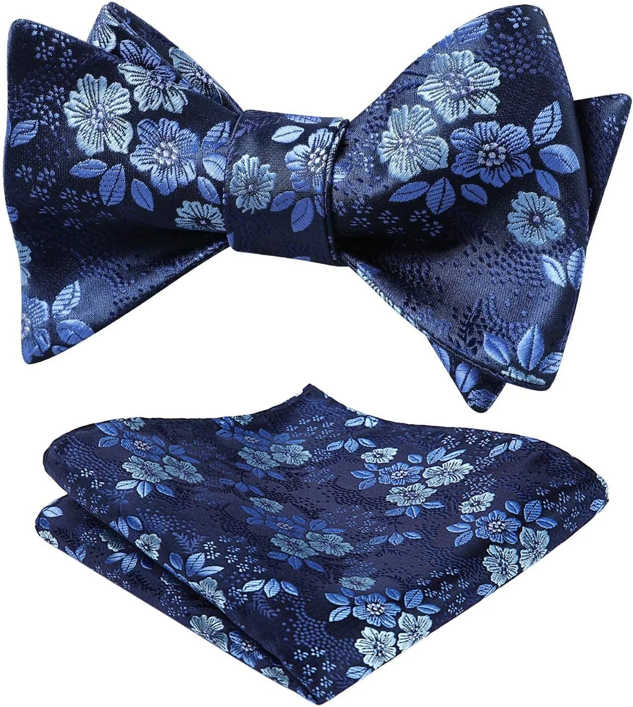 HISDERN Bow Ties for Men Floral Bowties Mens Self Tie Bow Tie Handkerchief Jacquard Woven Bowtie Pocket Square Set