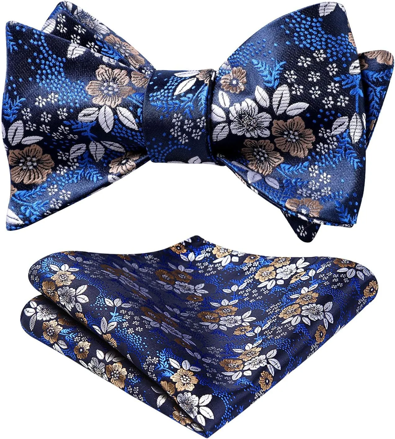 HISDERN Bow Ties for Men Floral Bowties Mens Self Tie Bow Tie Handkerchief Jacquard Woven Bowtie Pocket Square Set