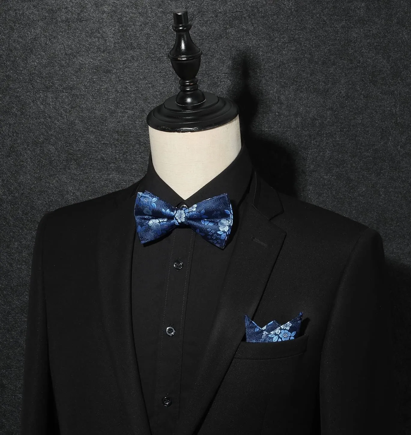 HISDERN Bow Ties for Men Floral Bowties Mens Self Tie Bow Tie Handkerchief Jacquard Woven Bowtie Pocket Square Set
