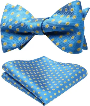 HISDERN Bow Ties for Men Floral Bowties Mens Self Tie Bow Tie Handkerchief Jacquard Woven Bowtie Pocket Square Set