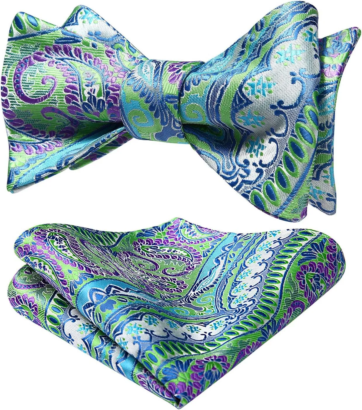 HISDERN Bow Ties for Men Floral Bowties Mens Self Tie Bow Tie Handkerchief Jacquard Woven Bowtie Pocket Square Set