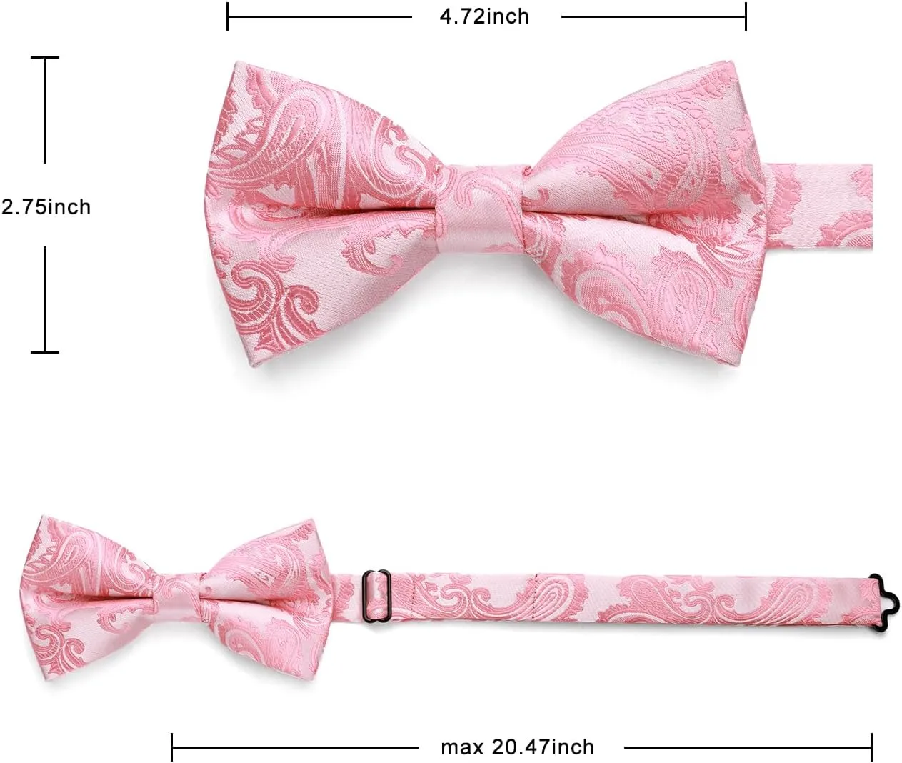 HISDERN Bow Ties for Men Pre-Tied Bow Tie Floral Paisley Handkerchief Classic Formal Bowtie and Pocket Square Cufflinks Set