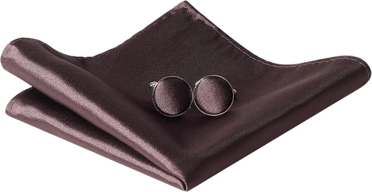 HOULIFE Men's Bow Ties Pretied Solid Color Satin Formal Tuxedo Bowties and Pocket Square Cufflinks Sets for Wedding Party