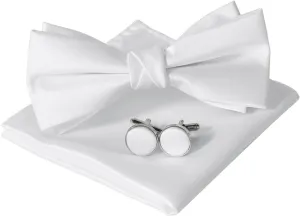 HOULIFE Pre-tied Bowties for Men Solid Color Adjustable Tuxedo Bow tie and Pocket Square Cufflink with Gift Box for Wedding