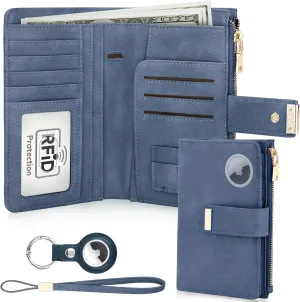 HUANLANG Passport Holder with Airtag for Women/Men, Airtag Passport Wallet for Travel Leather Passport Holder RFID Blocking,Travel Passport Walelt with Credit Card Holder